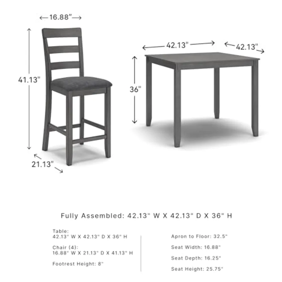 5-Piece Square Counter Height Dining Set view 2