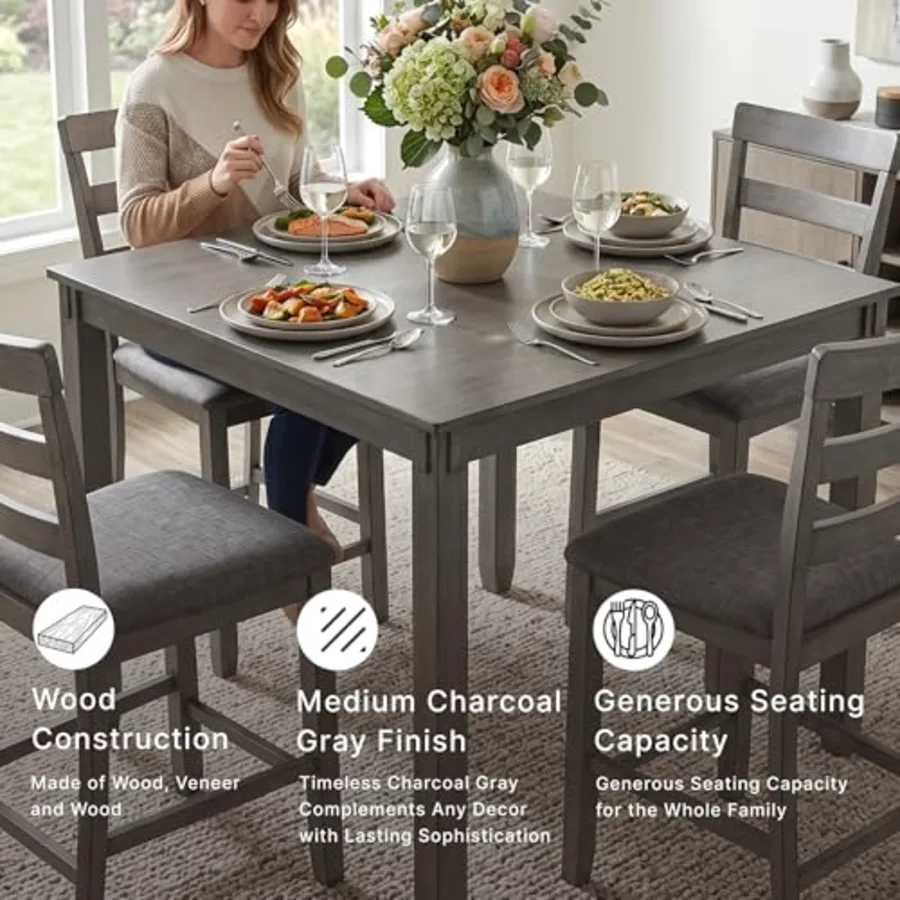 5-Piece Square Counter Height Dining Set view 3
