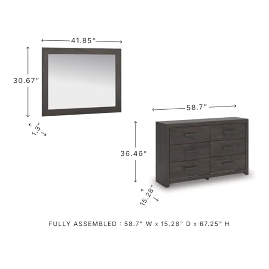 6 Drawer Bedroom Dresser and Mirror view 3
