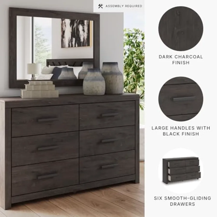 6 Drawer Bedroom Dresser and Mirror view 4