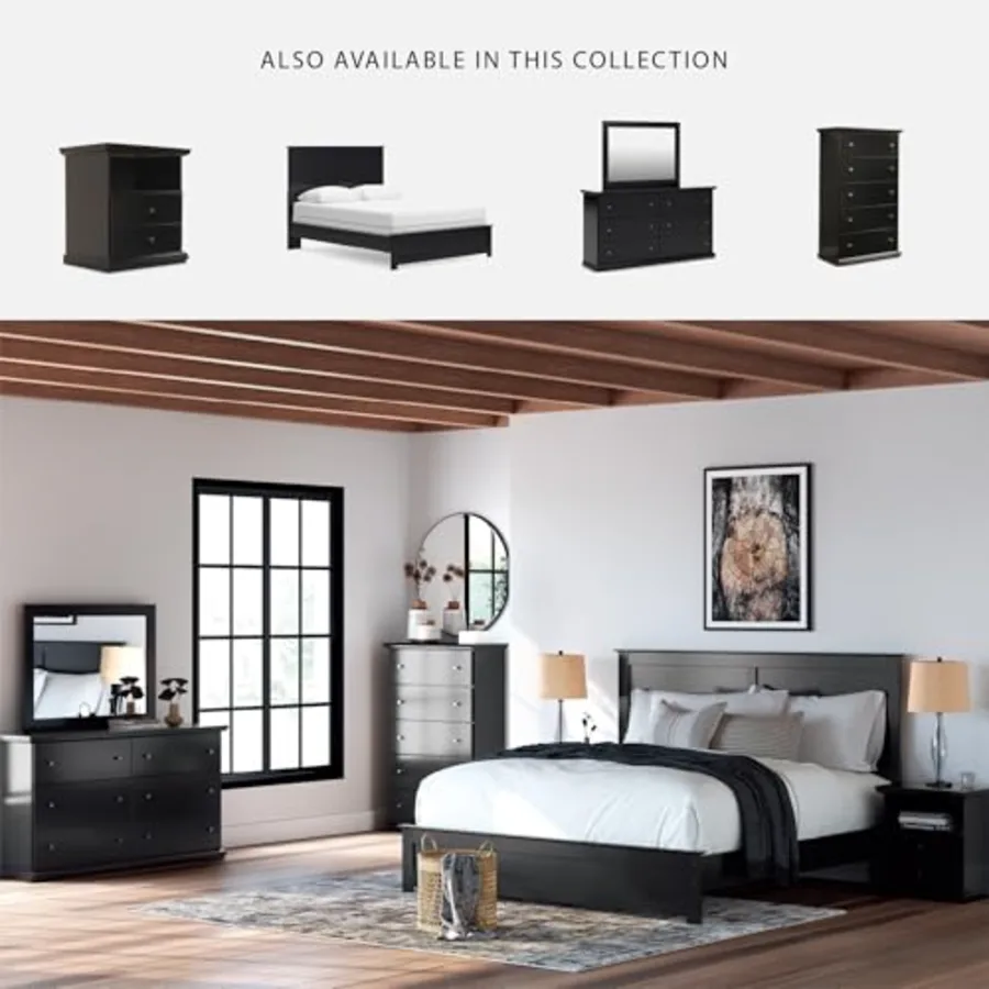 6-Drawer Black Dresser with Mirror for Bedroom view 5