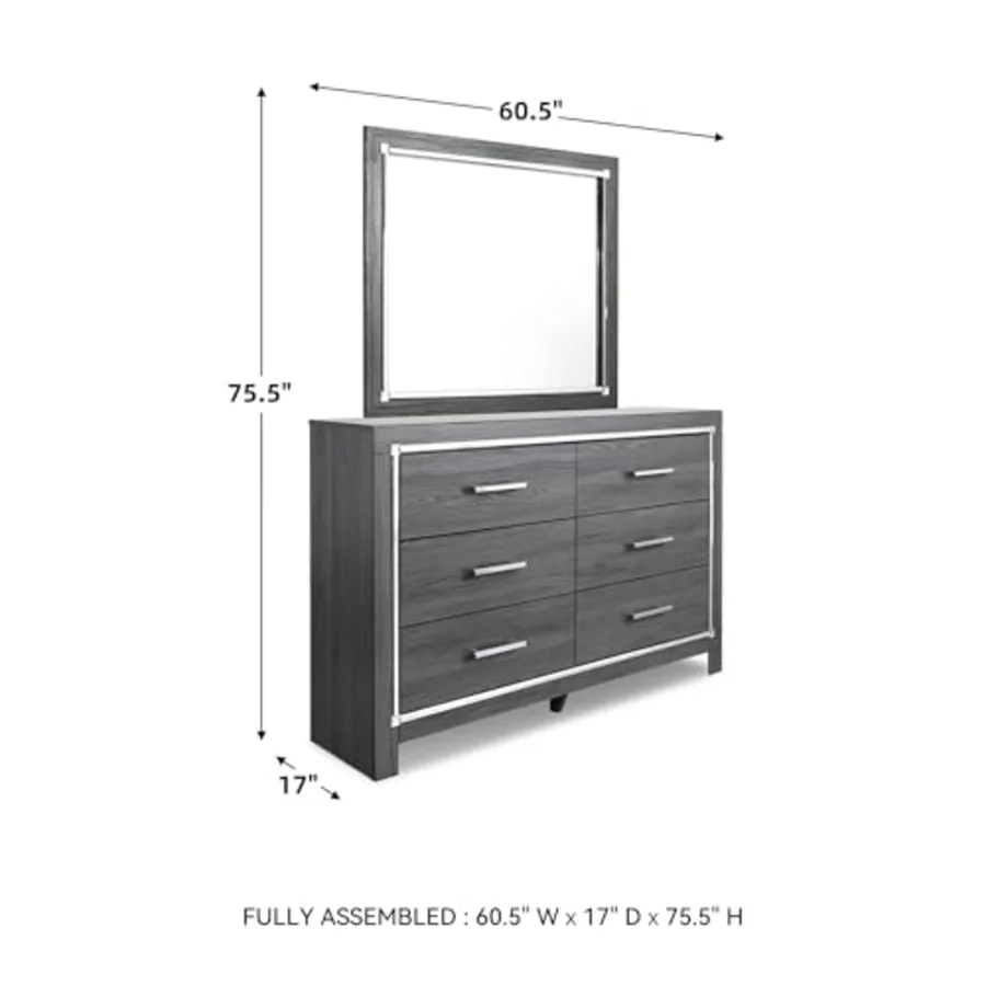 6 Drawer Double Dresser with Mirror view 2