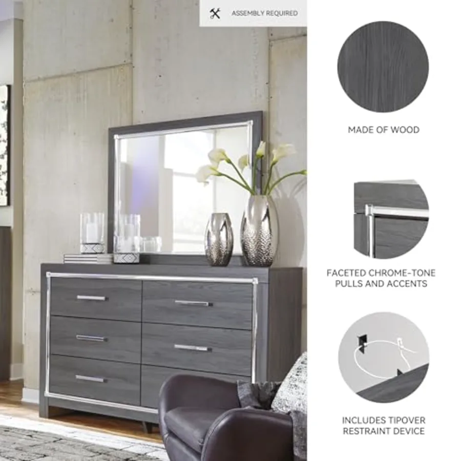 6 Drawer Double Dresser with Mirror view 4