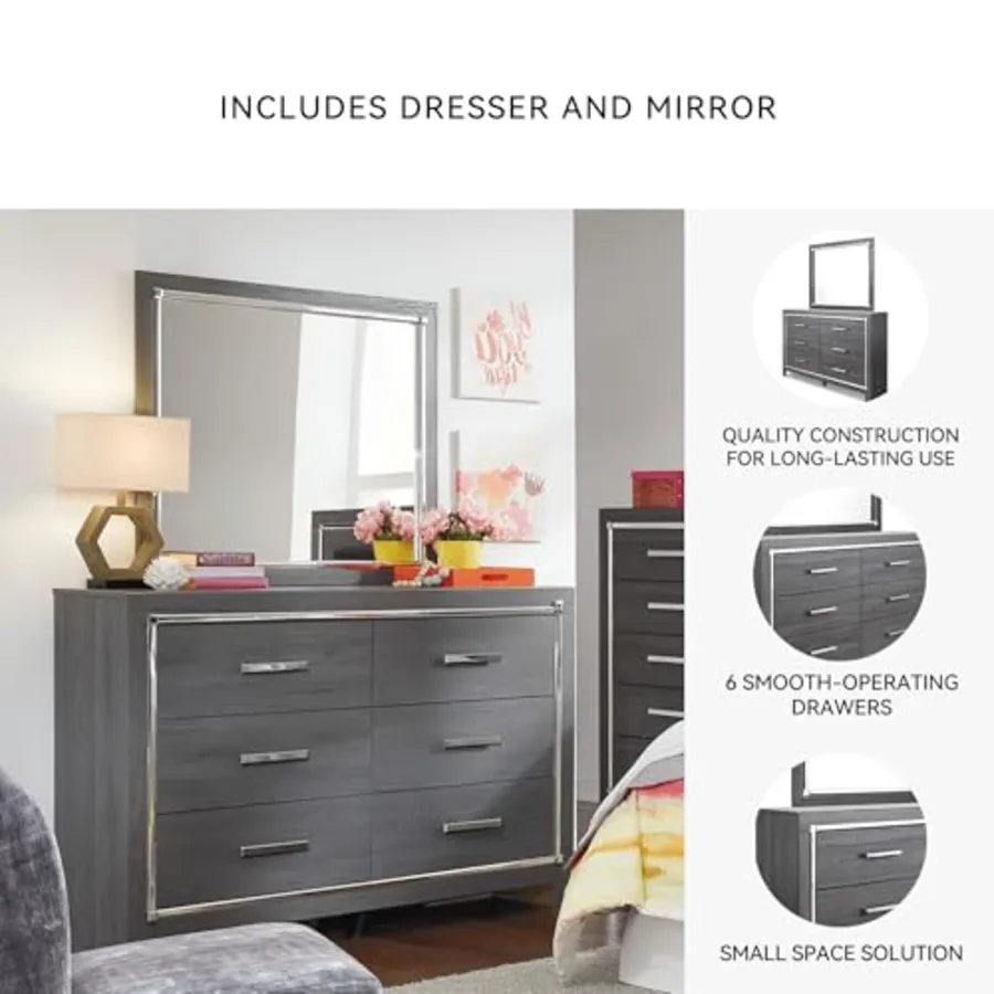 6 Drawer Double Dresser with Mirror view 5