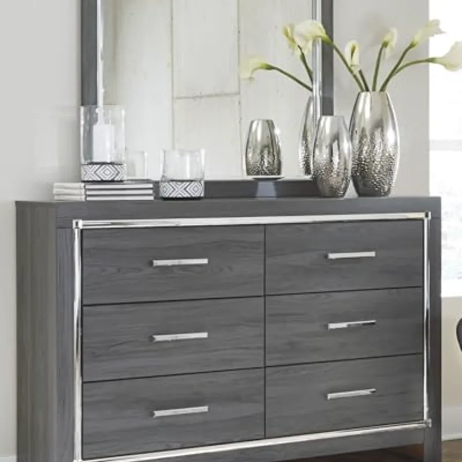 6 Drawer Double Dresser with Mirror