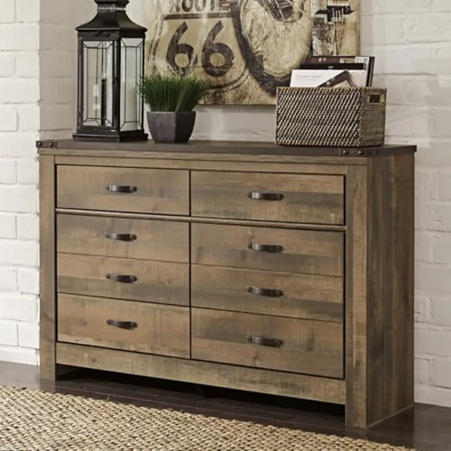 6 Drawer Rustic Brown Dresser for Bedroom view 2