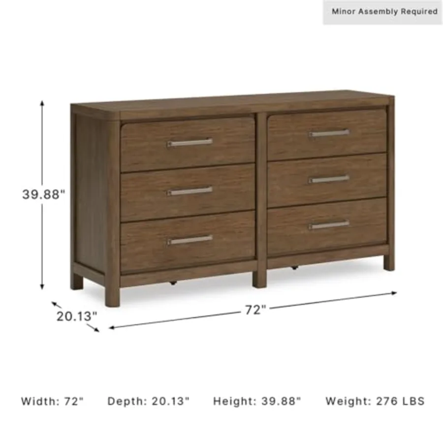 6-Drawer Wood Dresser for Bedroom view 3