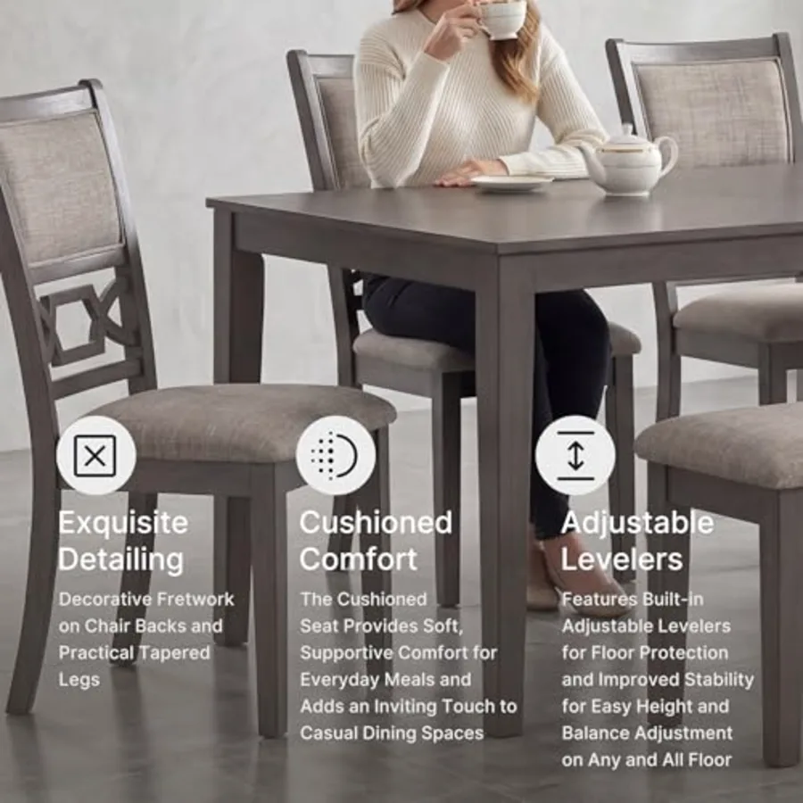 6-Piece Wood Dining Table Set with Bench view 3