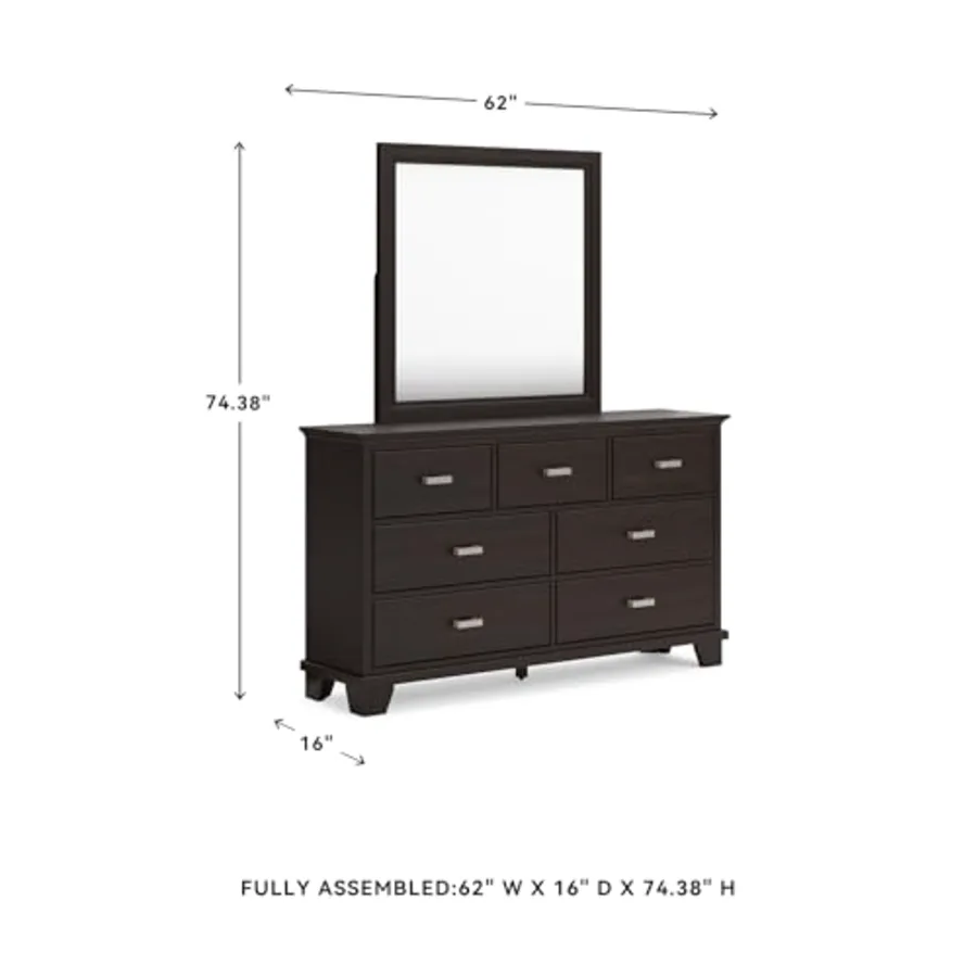 7 Drawer Bedroom Dresser with Mirror view 3