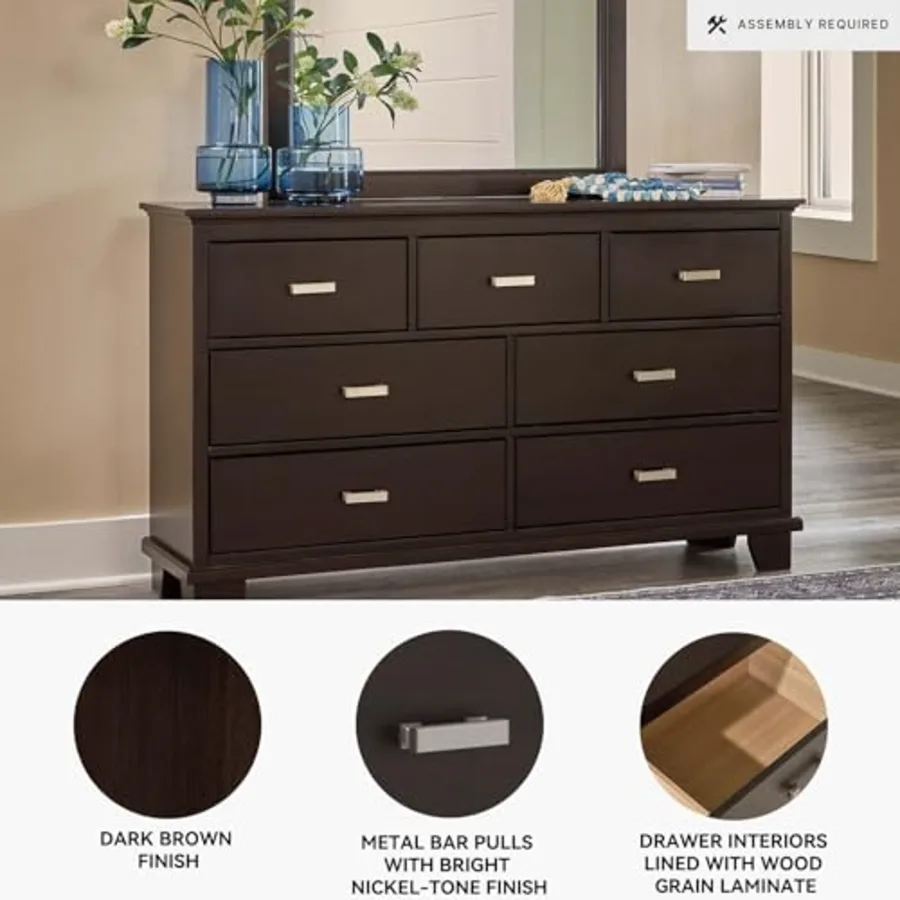 7 Drawer Bedroom Dresser with Mirror view 4