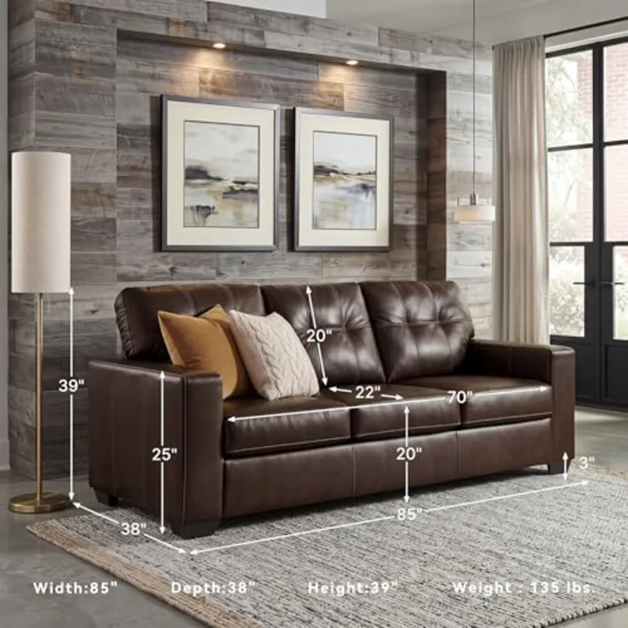 85-in Dark Brown Leather and Faux Leather Sofa view 3