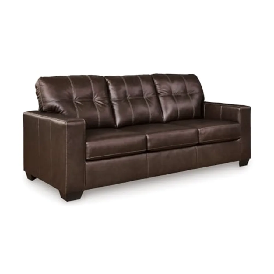 85-in Dark Brown Leather and Faux Leather Sofa