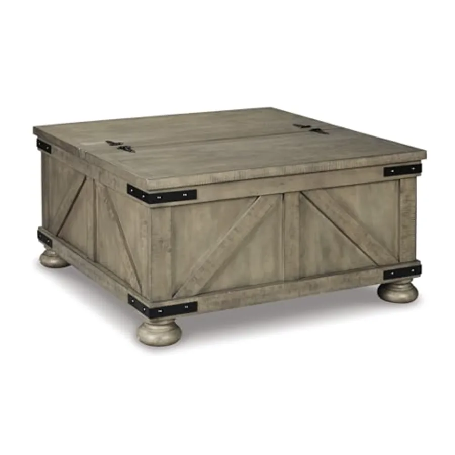 Aldwin Farmhouse Square Coffee Table with Lift Top for Storage