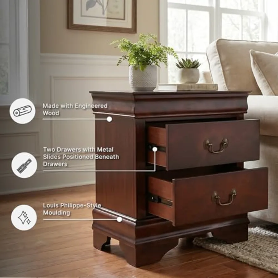 Alisdair Traditional 2 Drawer Nightstand view 4