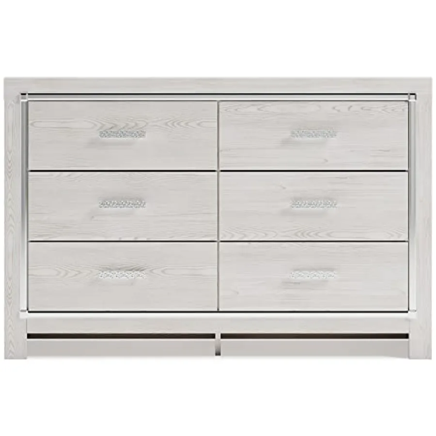 Altyra Modern Glam 6-Drawer White Dresser view 4