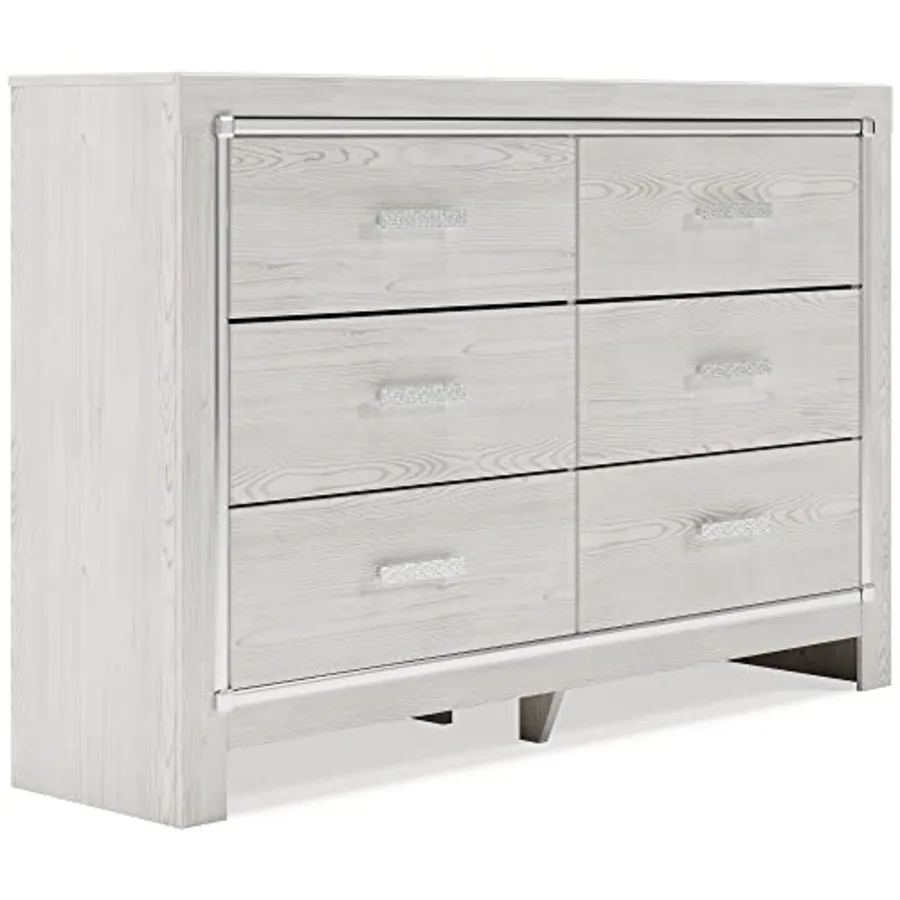 Altyra Modern Glam 6-Drawer White Dresser
