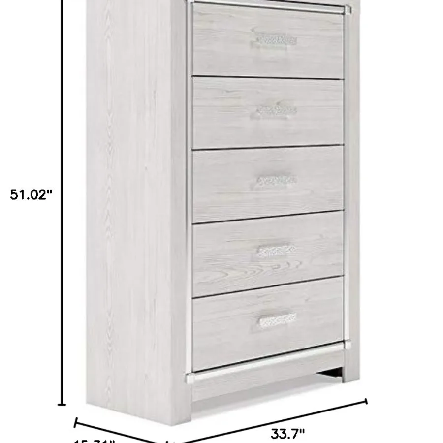 Altyra Tall 5 Drawer White Chest of Drawers view 3