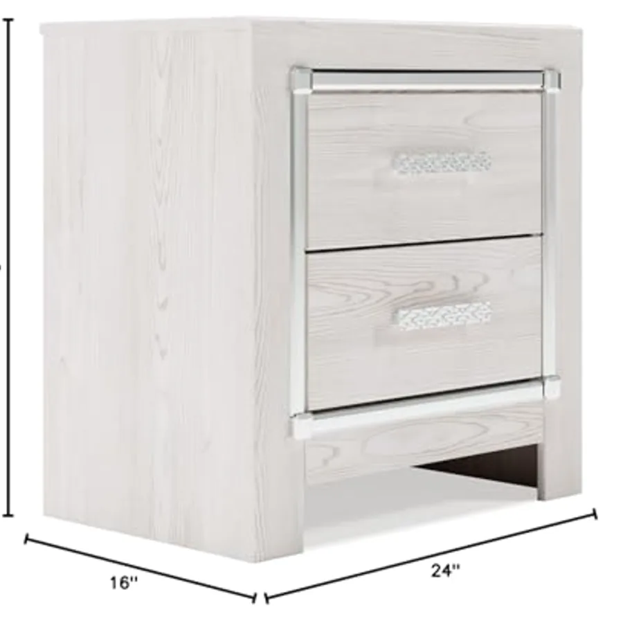 Altyra White Nightstand with Charging Station view 3
