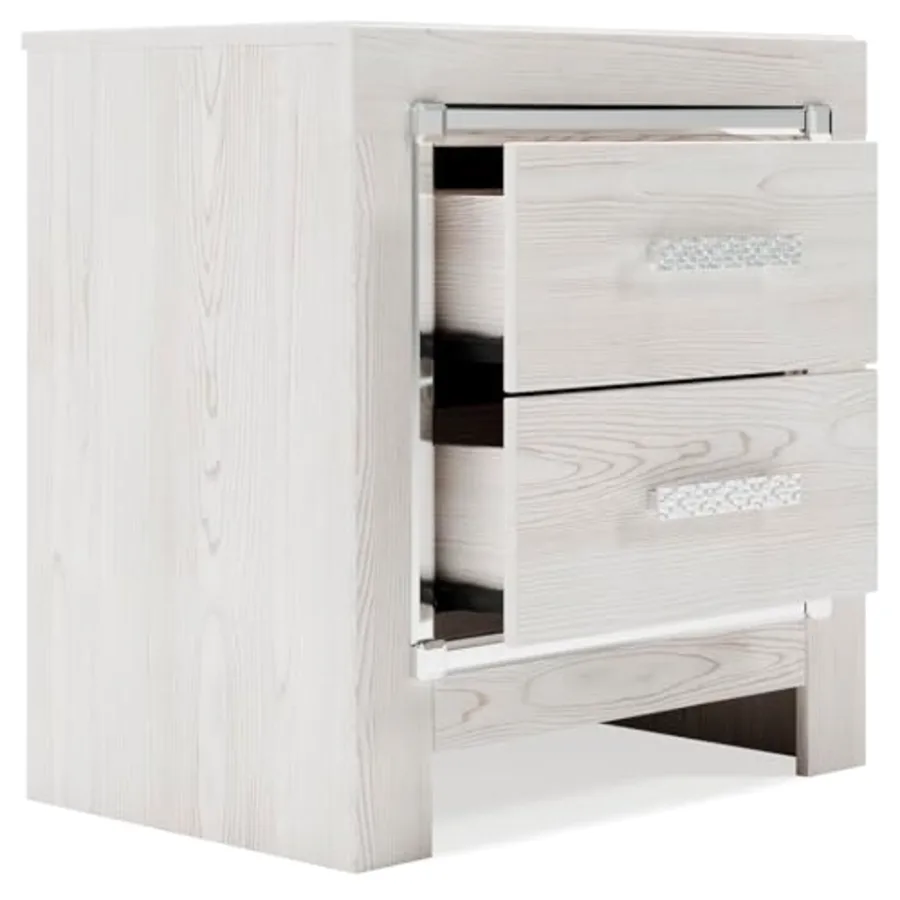 Altyra White Nightstand with Charging Station view 4