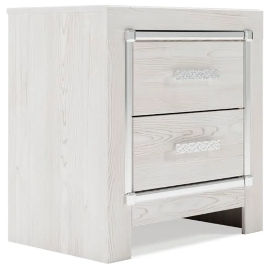 Altyra White Nightstand with Charging Station