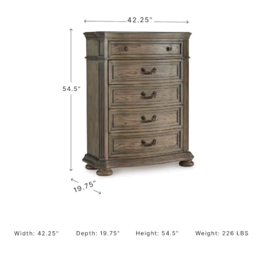 Ardenfield Traditional 5-Drawer Chest with Felt-Lined Top view 3