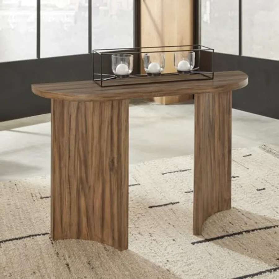 Austanny Rustic Thick-Tabletop Sofa Table with Curved Plinth view 2