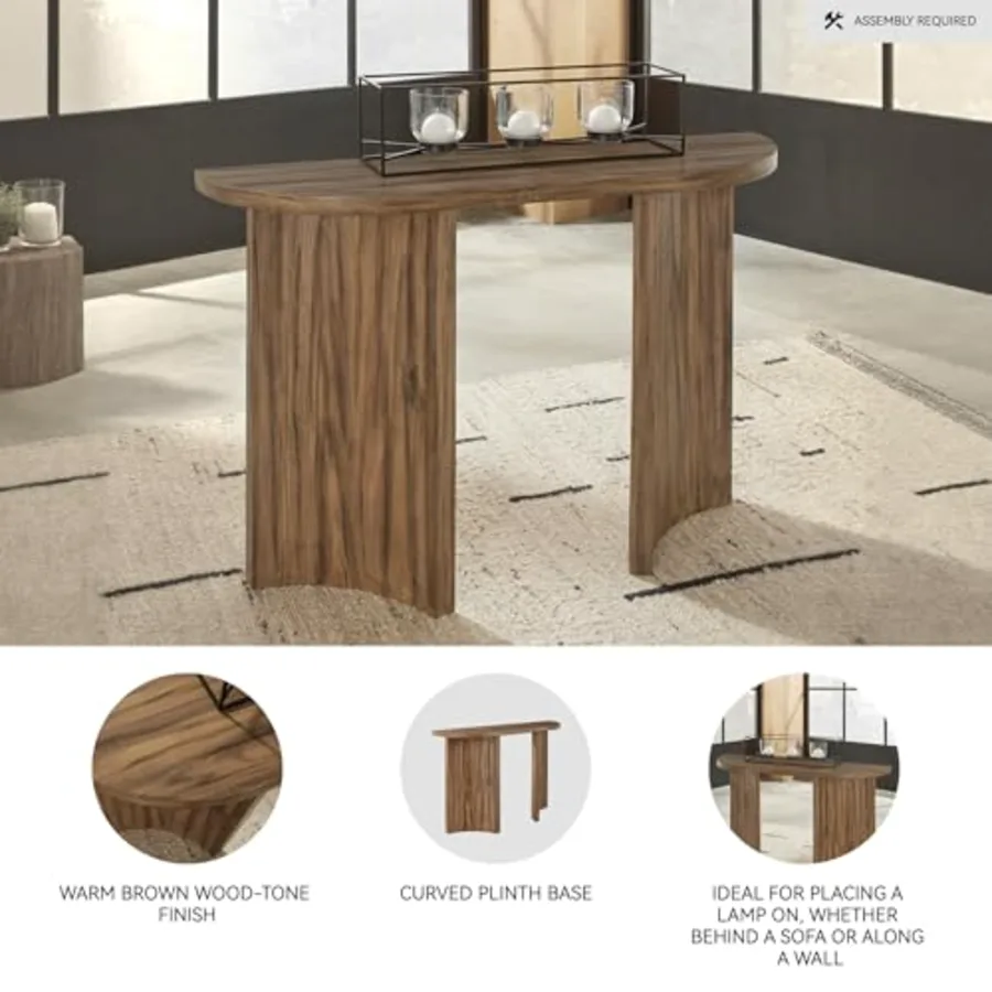 Austanny Rustic Thick-Tabletop Sofa Table with Curved Plinth view 4