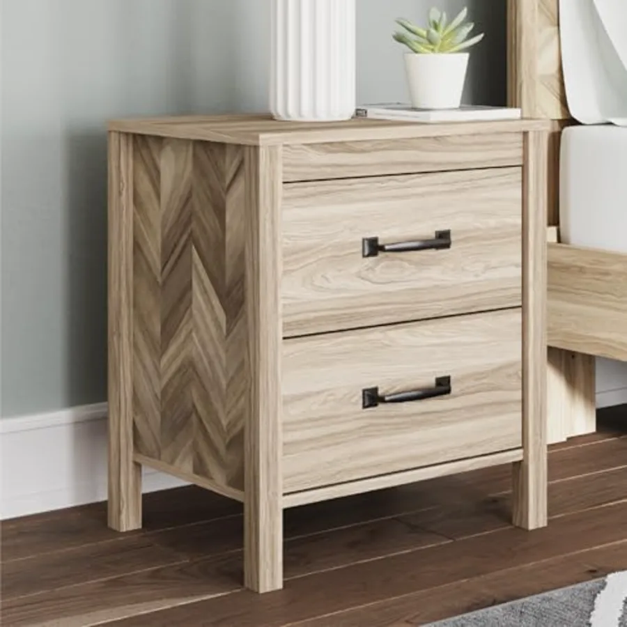 Battelle Nightstand Mid Century Modern 2 Drawer Bedside Table view 2