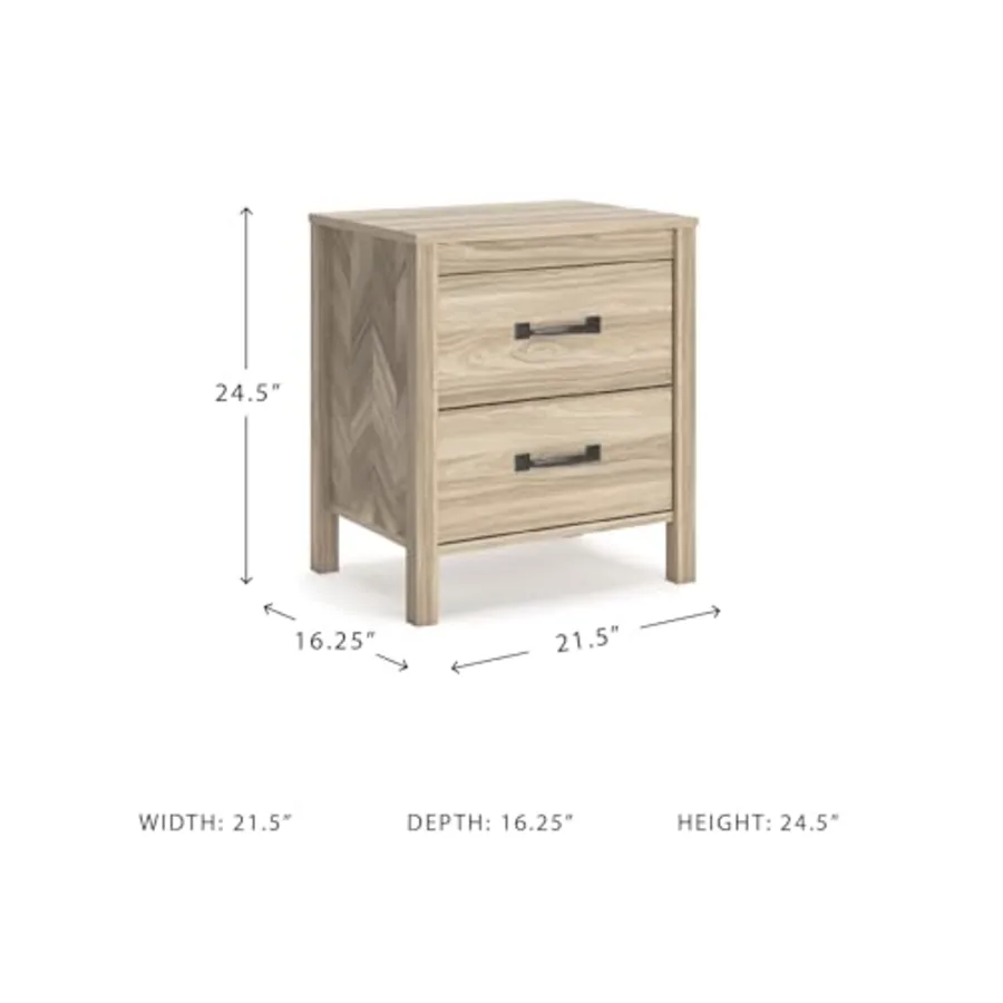 Battelle Nightstand Mid Century Modern 2 Drawer Bedside Table view 3