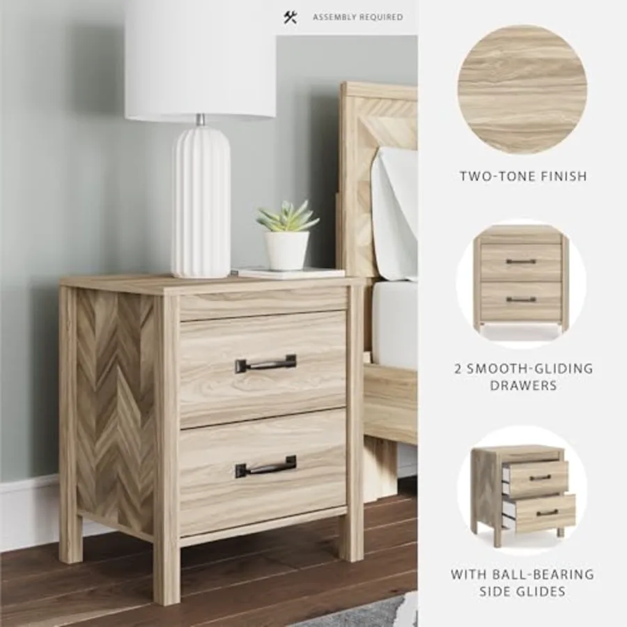 Battelle Nightstand Mid Century Modern 2 Drawer Bedside Table view 4