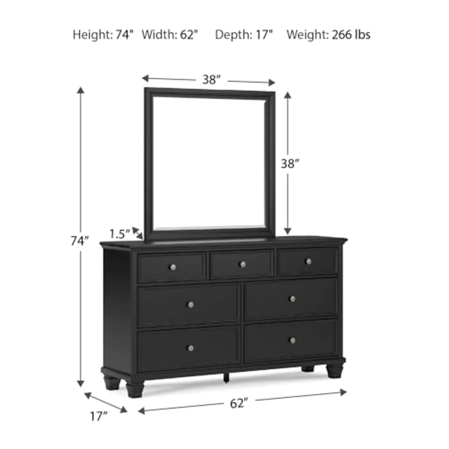 Bedroom Black Dresser with Mirror view 2