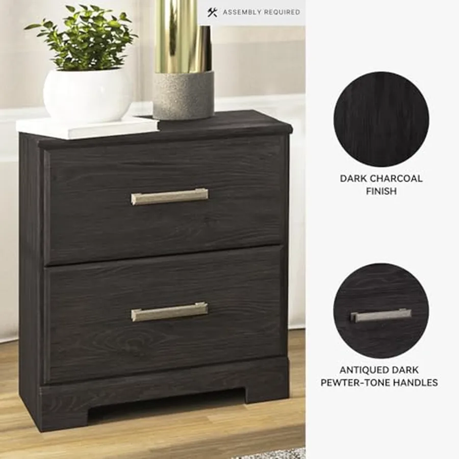 Belachime 2 Drawer Black Nightstand view 3