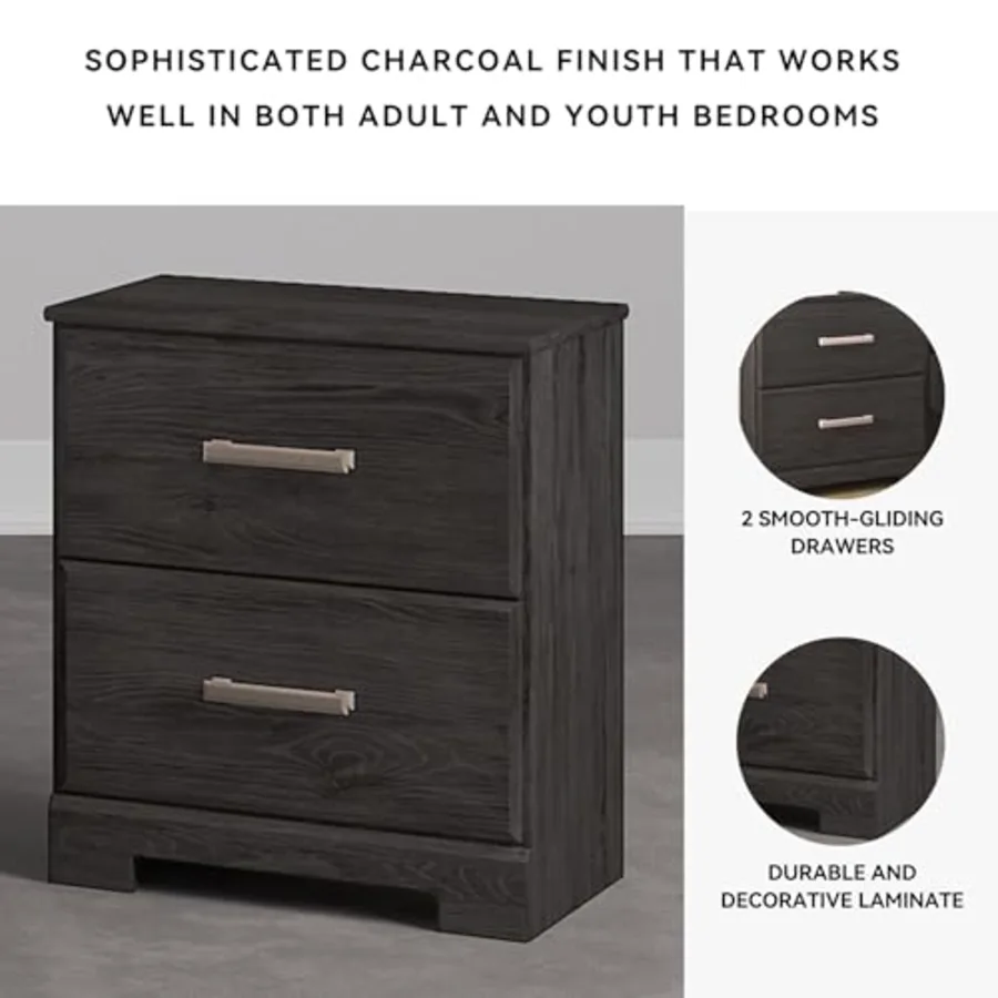 Belachime 2 Drawer Black Nightstand view 4