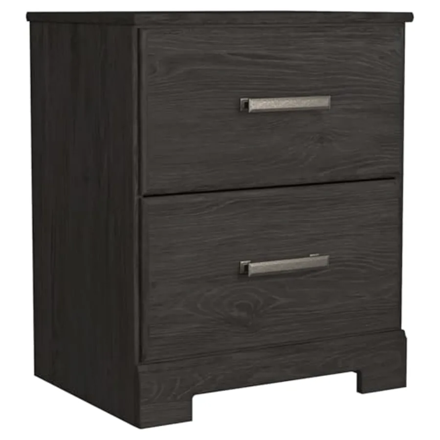 Belachime 2 Drawer Black Nightstand