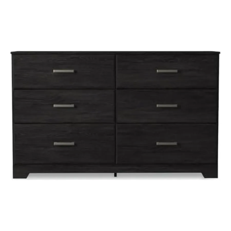 Belachime 6 Drawer Black Wood Bedroom Dresser