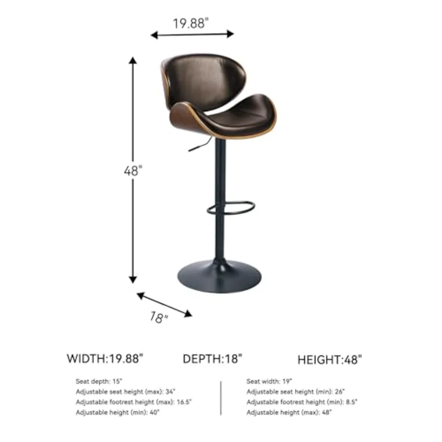 Bellatier Adjustable Height Swivel Barstool view 3