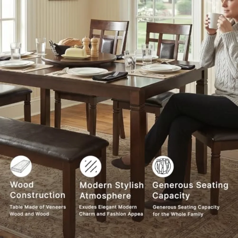 Bennox 6 Piece Dining Set with Upholstered Bench view 3