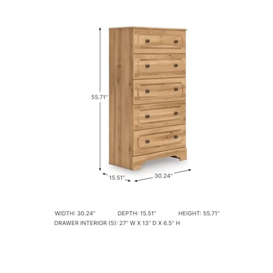 Bestmere Farmhouse 5-Drawer Chest with Knobs view 3