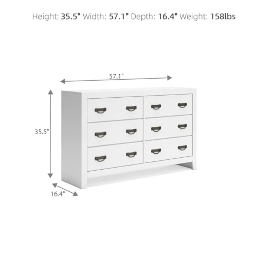 Binterglen 6-Drawer White Dresser view 3