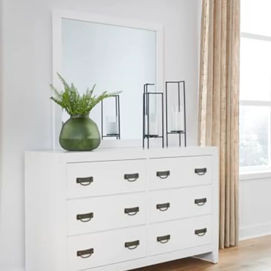 Binterglen White 6-Drawer Dresser with Mirror view 2