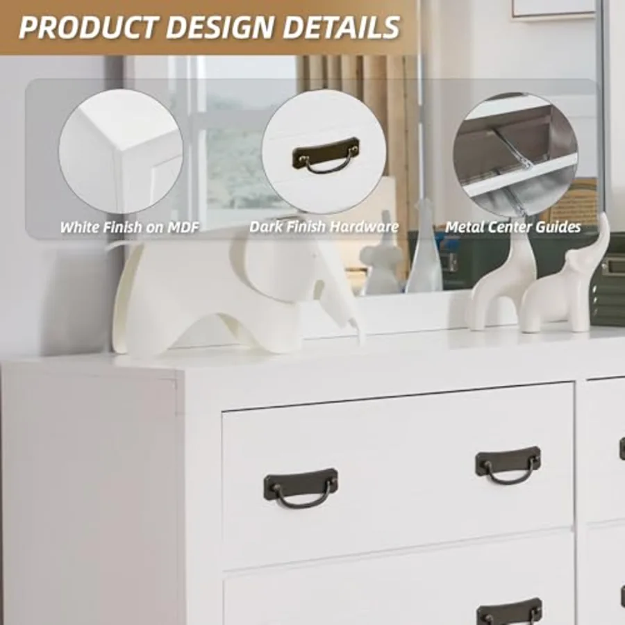 Binterglen White 6-Drawer Dresser with Mirror view 5