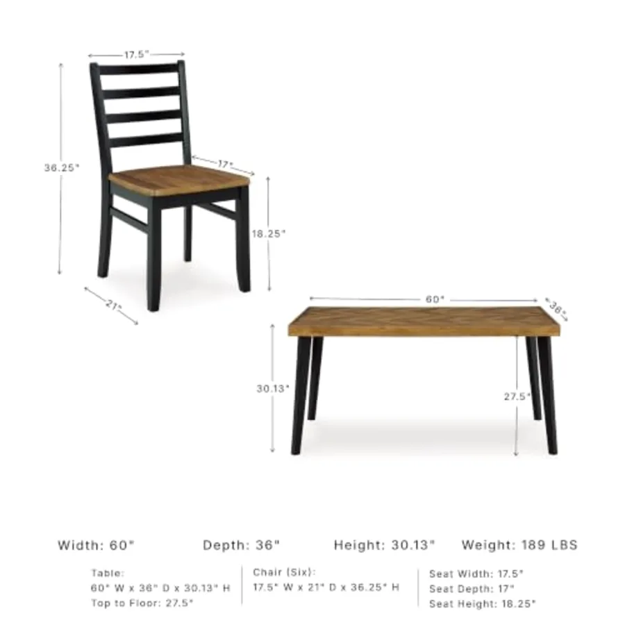 Blondon 7-Piece Wood Dining Table Set for 6 view 2