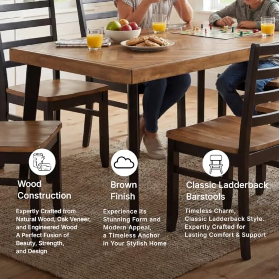 Blondon 7-Piece Wood Dining Table Set for 6 view 3