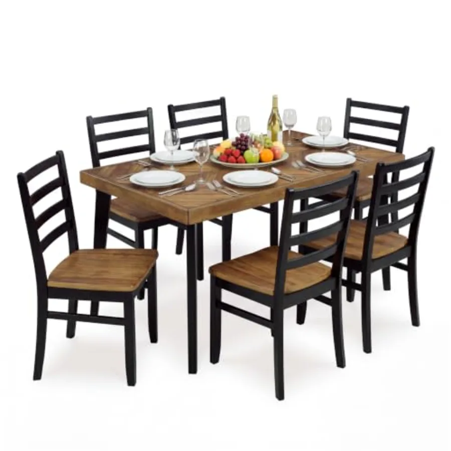 Blondon 7-Piece Wood Dining Table Set for 6