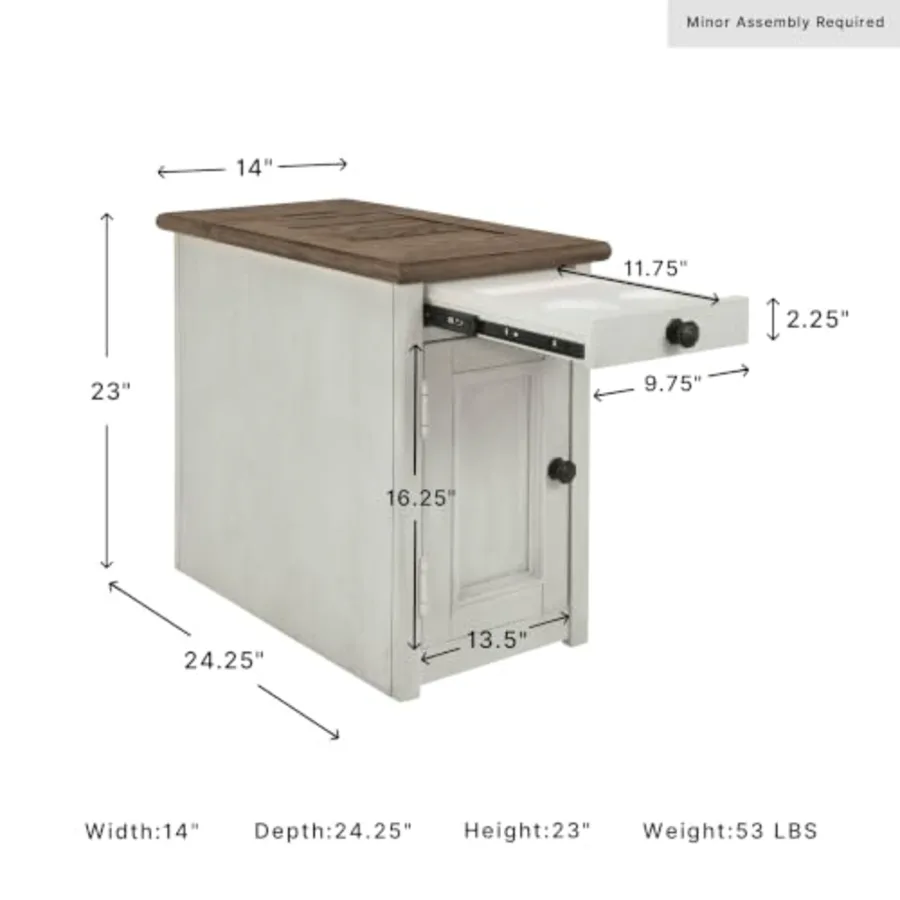 Bolanburg Farmhouse Chair Side End Table with Outlets and USB view 3