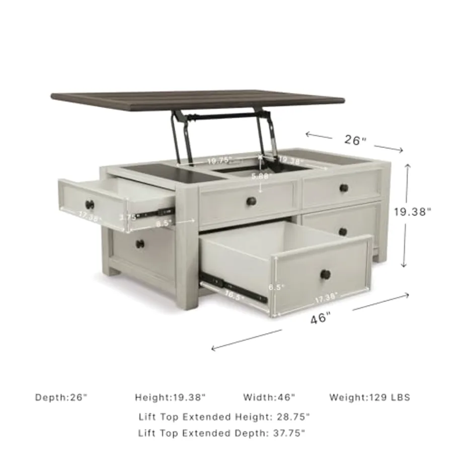 Bolanburg Lift-Top Coffee Table with Storage Two-Tone Rustic view 3