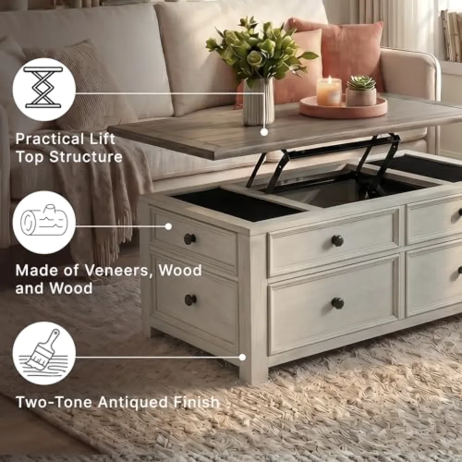 Bolanburg Lift-Top Coffee Table with Storage Two-Tone Rustic view 4