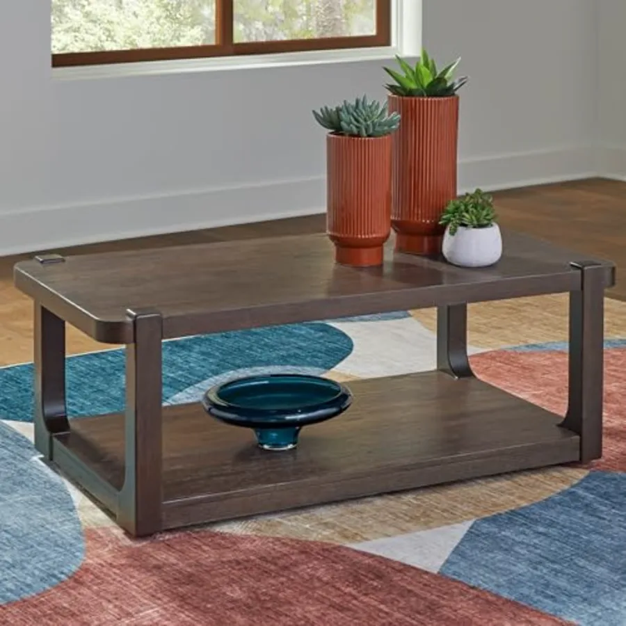 Breckington Contemporary Coffee Table with Lower Shelf view 2