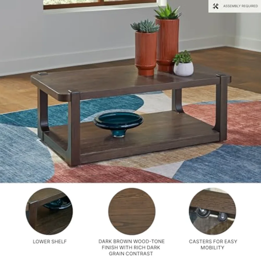 Breckington Contemporary Coffee Table with Lower Shelf view 4