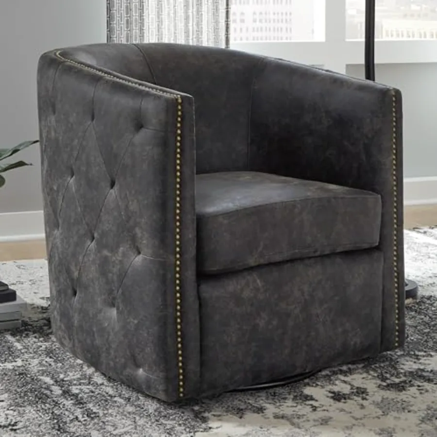 Brentlow Tufted Barrel Accent Swivel Chair view 2